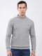 Men Grey Solid Mock Neck Full Sleeve Winter T-Shirt