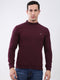 Men Maroon Solid Mock Neck Full Sleeve Winter T-Shirt