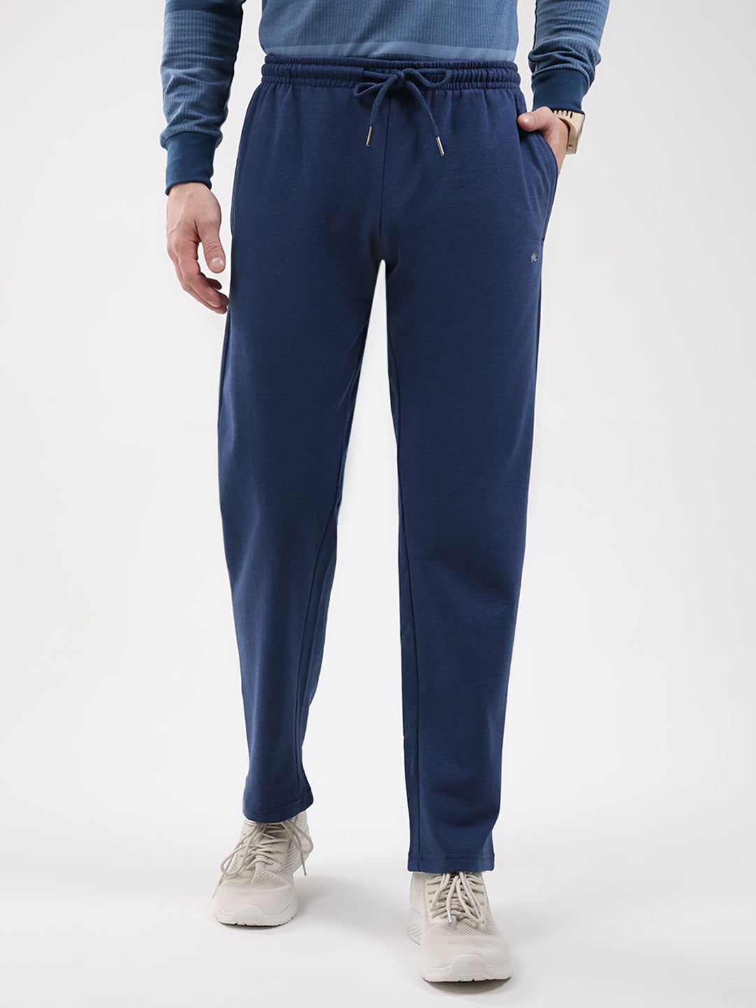 Men Blue Solid Regular Fit Winter Lower