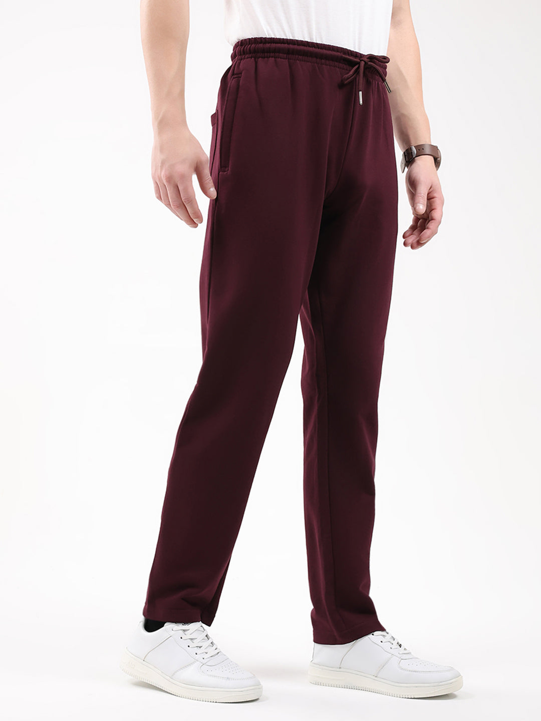 Men Maroon Solid Regular Fit Winter Lower