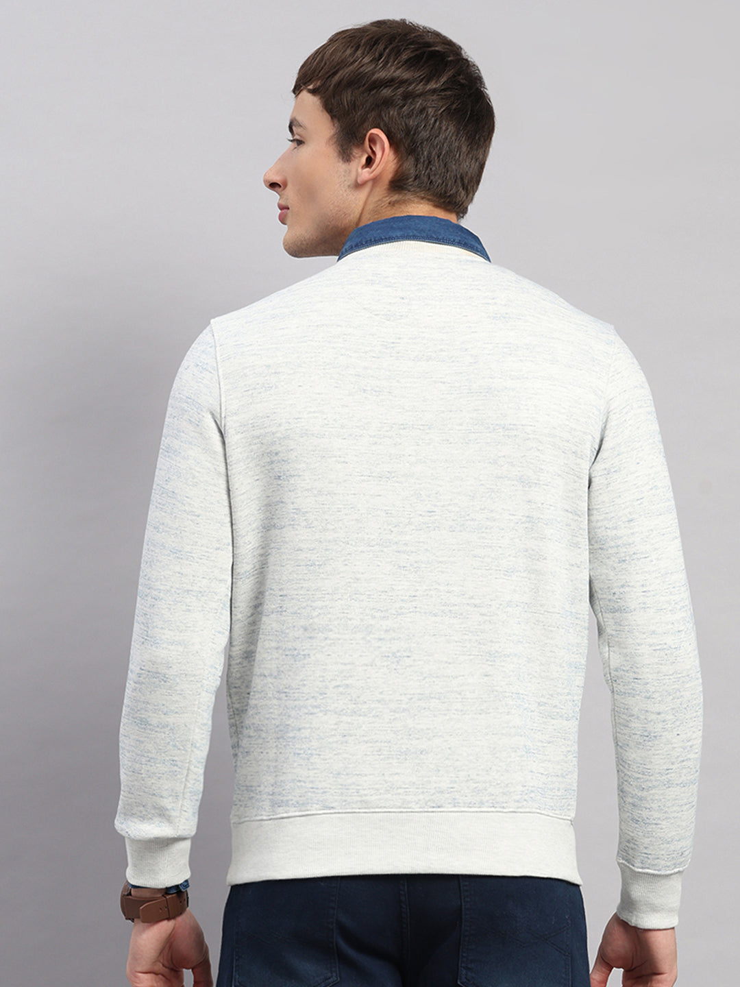 Men Grey Printed Round Neck Full Sleeve Sweatshirt