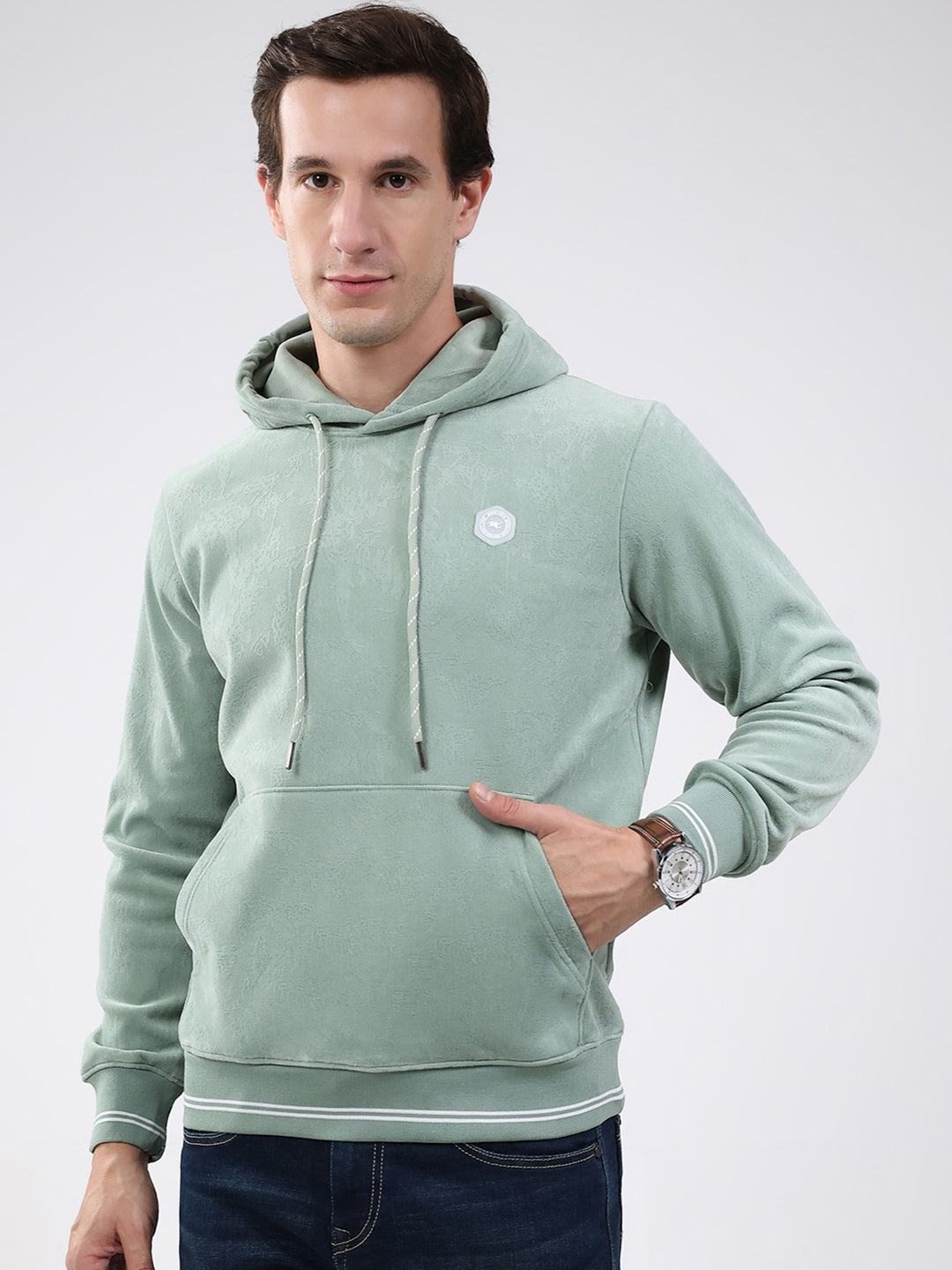 Men Green Super Soft Hooded Sweatshirt - Extra Warm