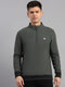 Men Green Solid Collar Full Sleeve Sweatshirt