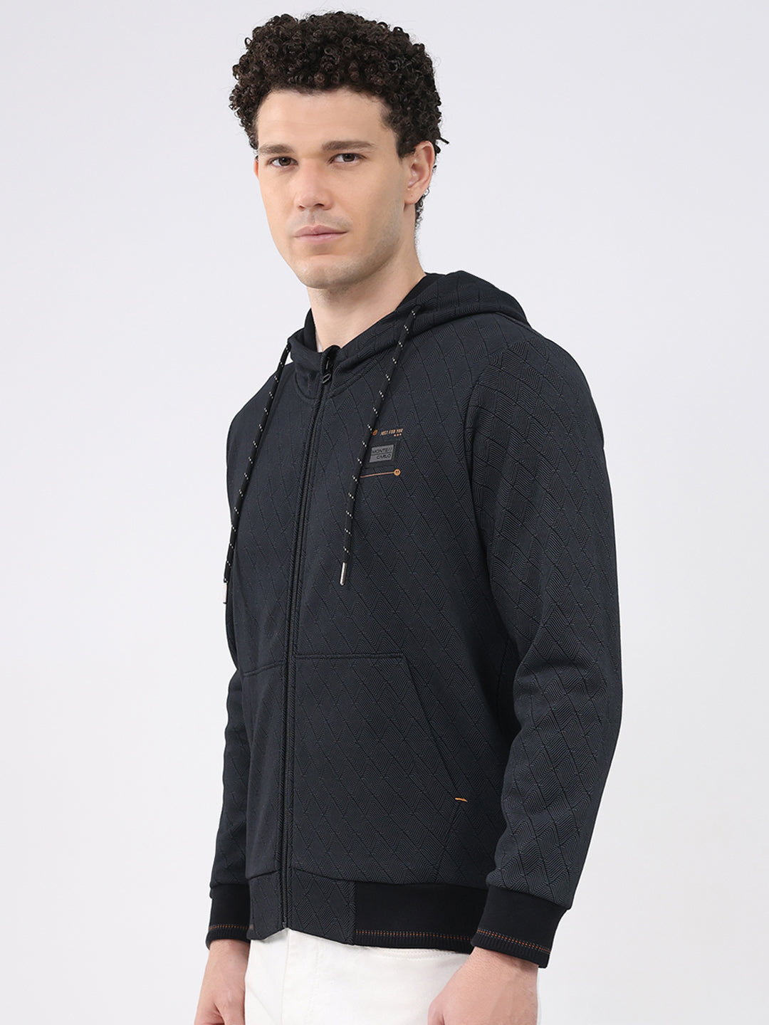 Men Black Printed Hooded Full Sleeve Sweatshirt