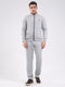 Men Grey Solid Mock Neck Full Sleeve Winter Tracksuit
