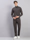 Men Grey Solid Stand Collar Full Sleeve Winter Tracksuit