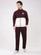 Men Maroon Solid Collar Full Sleeve Winter Tracksuit