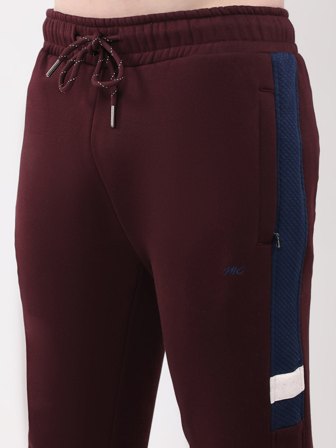 Men Maroon Solid Collar Full Sleeve Winter Tracksuit