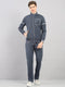 Men Grey Solid Stand Collar Full Sleeve Winter Tracksuit