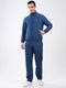 Men Blue Solid Mock Neck Full Sleeve Winter Tracksuit