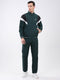Men Green Solid Mock Neck Full Sleeve Winter Tracksuit