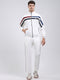 Men White Solid Mock Neck Full Sleeve Winter Tracksuit
