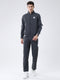 Men Charcoal Solid Mock Neck Full Sleeve Winter Tracksuit