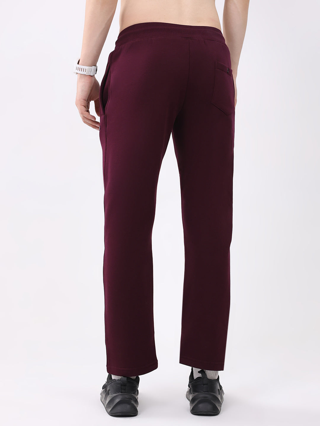 Men Maroon Solid Regular Fit Winter Lower