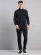 Luxuria Men Navy Blue Solid Collar Full Sleeve Winter Tracksuit