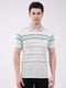 Men Off White Stripe Collar Half Sleeve T-Shirt