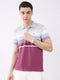 Men Multicolor Stripe Collar Half Sleeve T-Shirt