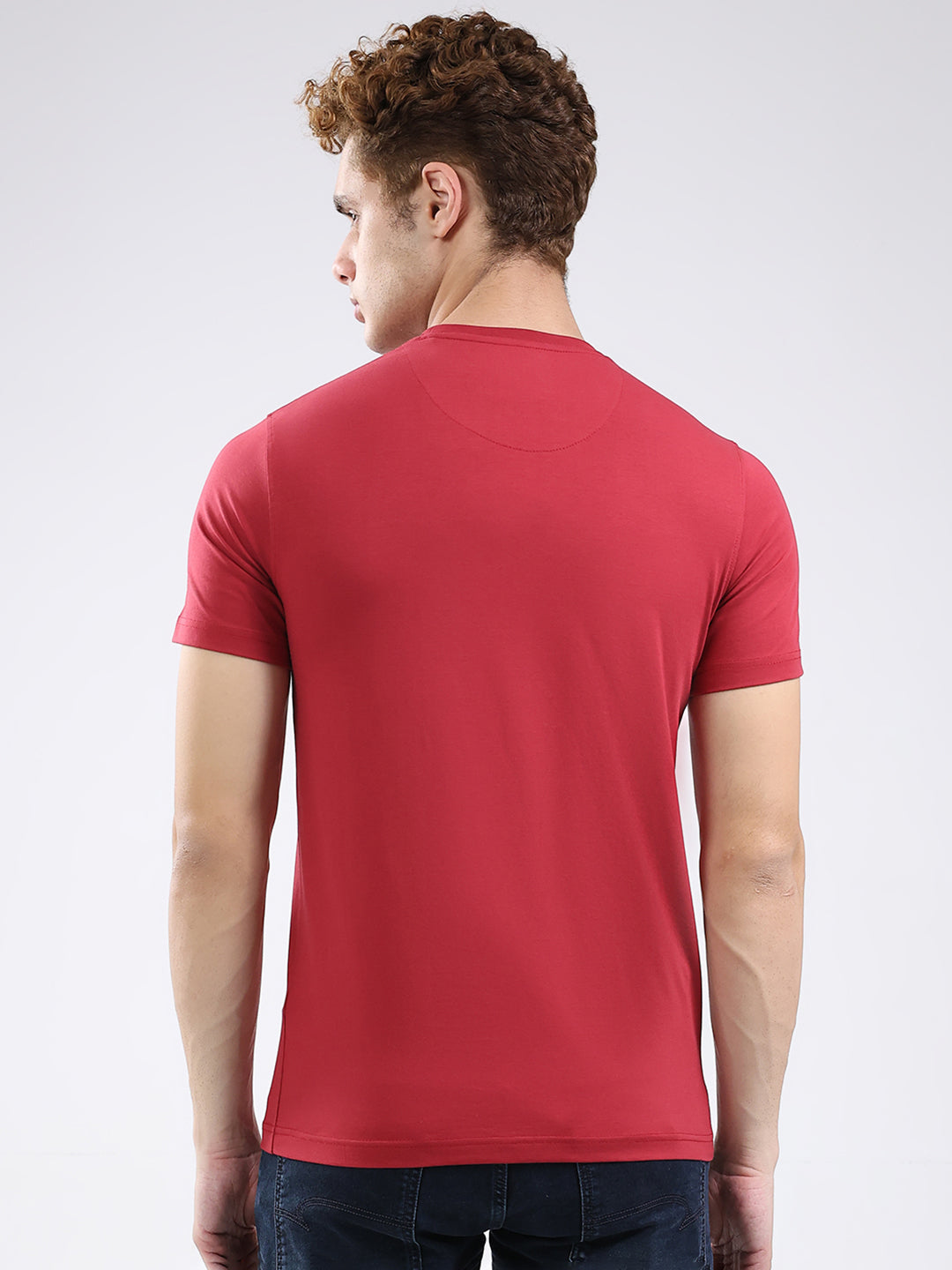 Men Maroon Printed Round Neck Half Sleeve T-Shirt