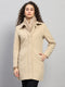 Women Beige Solid Collar Full Sleeve Coat