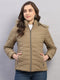 Women Khaki Solid Hooded Full Sleeve Jacket