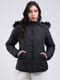 Women Black Solid Hooded USB Intelligent Heating Jacket
