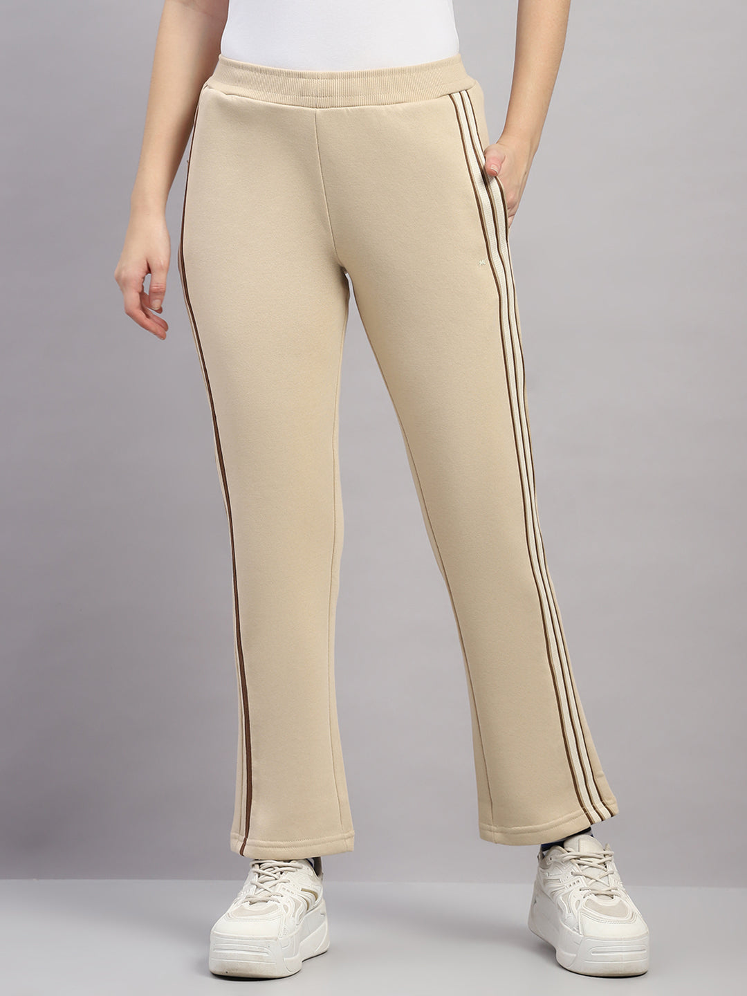 Women Beige Solid Regular Fit Winter Lower