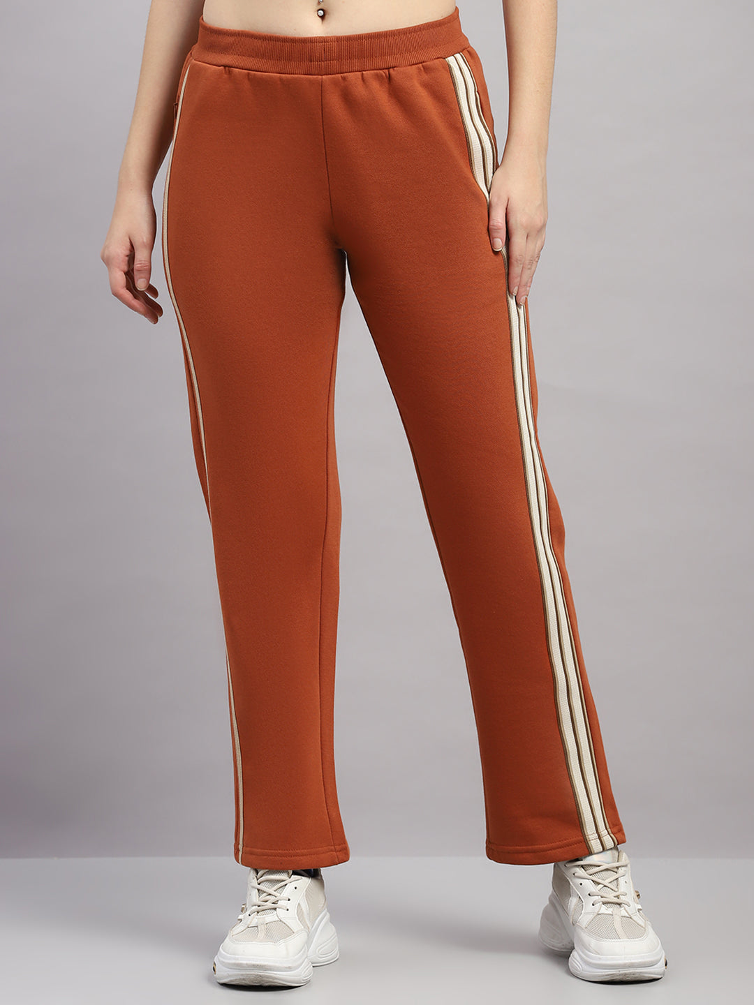 Women Rust Solid Regular Fit Winter Lower