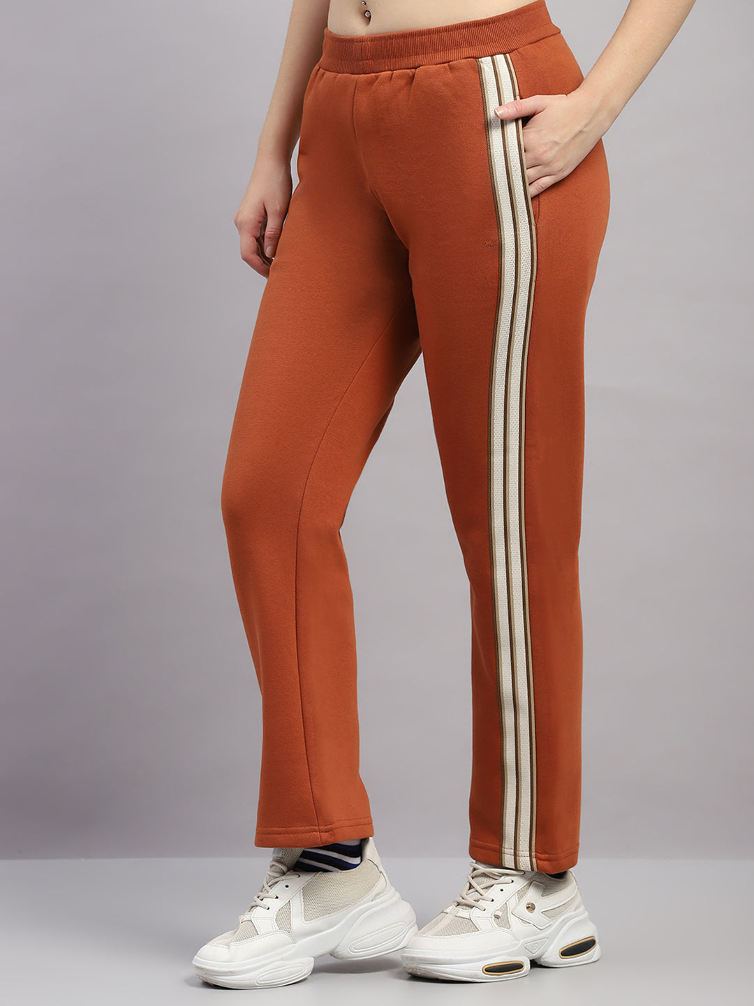 Women Rust Solid Regular Fit Winter Lower