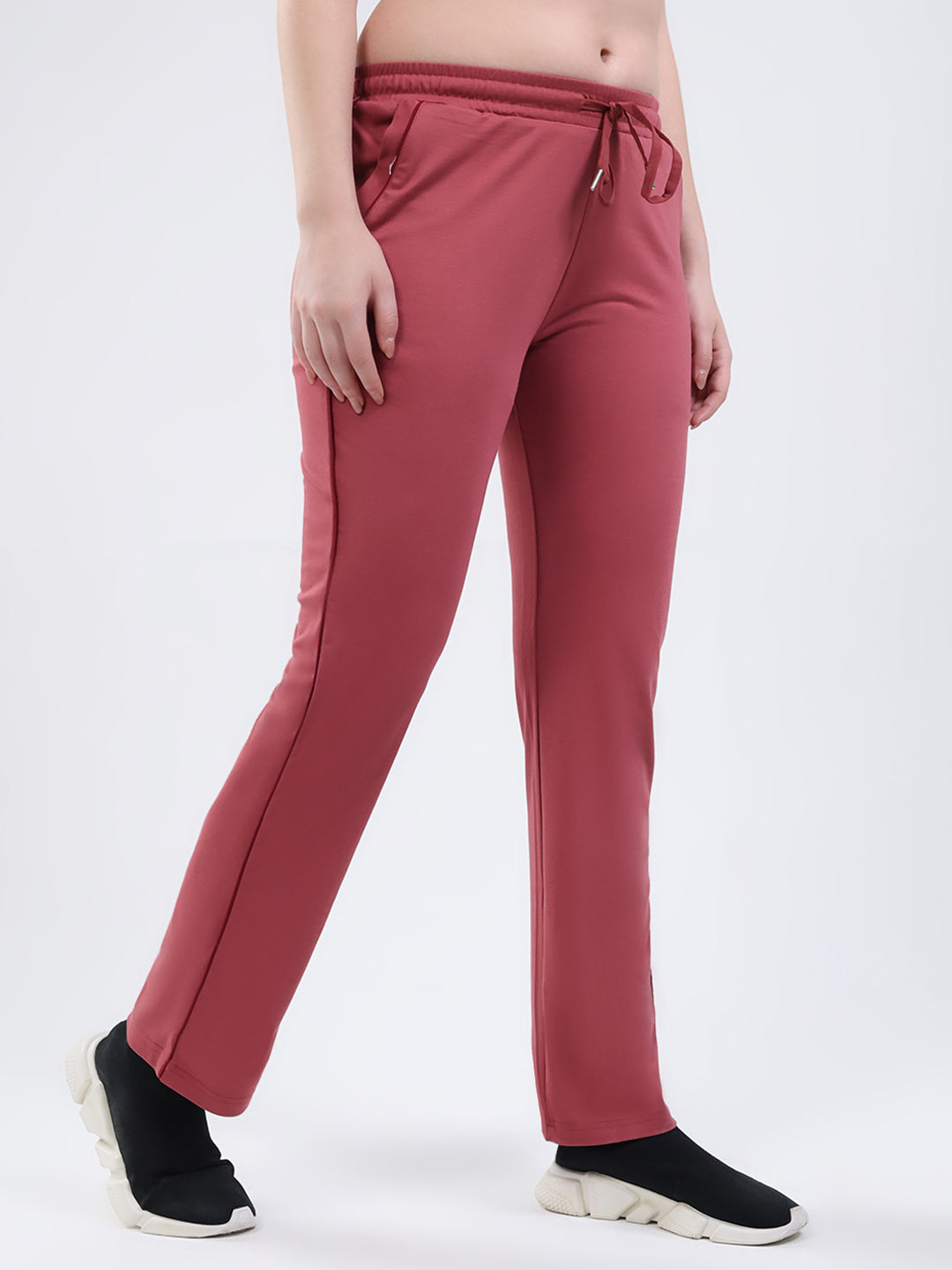 Women Pink Solid Regular Fit Winter Lower