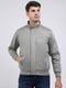 Men Green Solid Mock Neck Full Sleeve Jacket