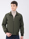 Men Olive Solid Collar Full Sleeve Jacket