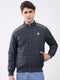 Men Navy Blue Solid Collar Full Sleeve Jacket