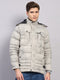 Men Beige Solid Hooded Full Sleeve Jacket