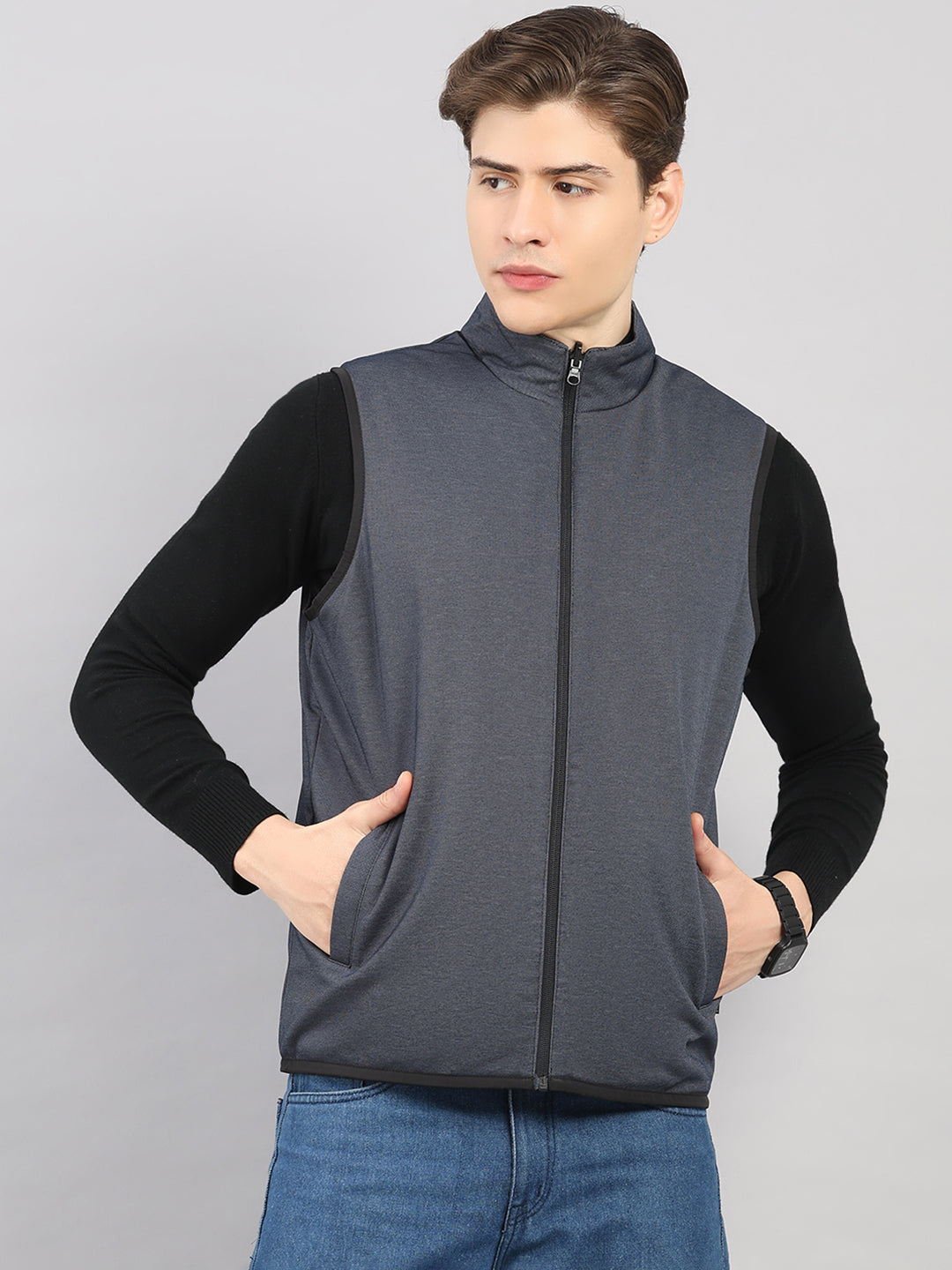 Men Black Solid 4 in 1 Convertible Hooded Jacket Wear It 4 Ways