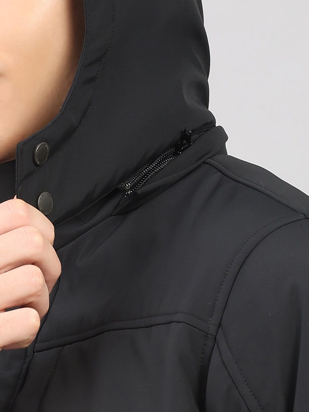 Men Black Solid 4 in 1 Convertible Hooded Jacket Wear It 4 Ways