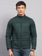 Men Olive Solid Collar Full Sleeve Jacket