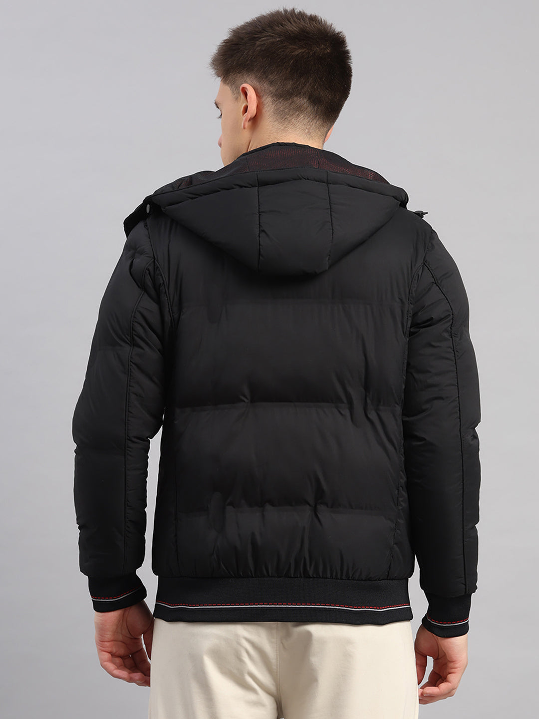 Men Black Smart Hooded Jacket with Integrated Magnetic Earphones