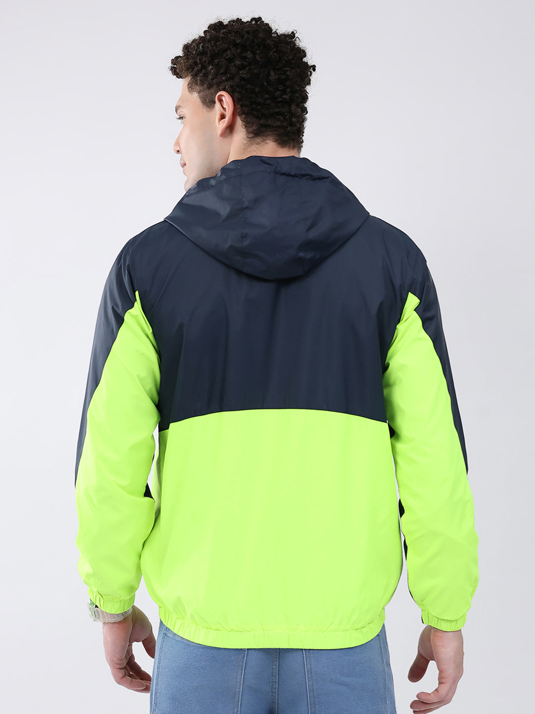 Men Green Printed Collar Full Sleeve Jacket