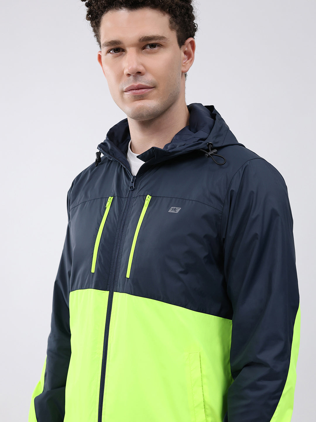 Men Green Printed Collar Full Sleeve Jacket