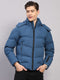 Luxuria Men Blue Solid Hooded Full Sleeve Jacket