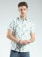 Men Green Printed Collar Half Sleeve Shirt