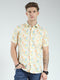 Men Yellow Printed Collar Half Sleeve Shirt