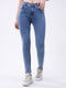 Women Blue Solid Slim Fit Denim