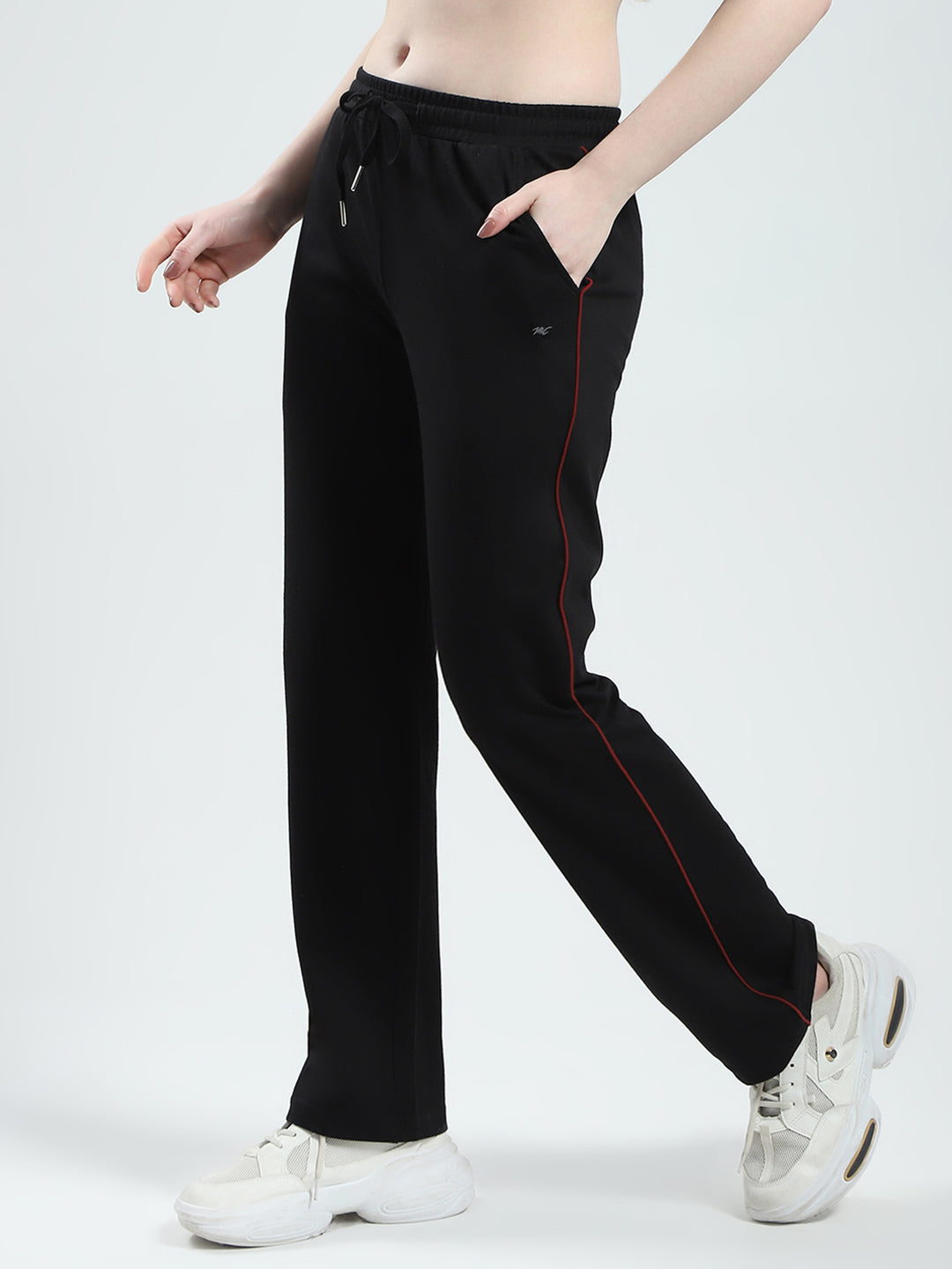 Women Black Solid Regular Fit Lower