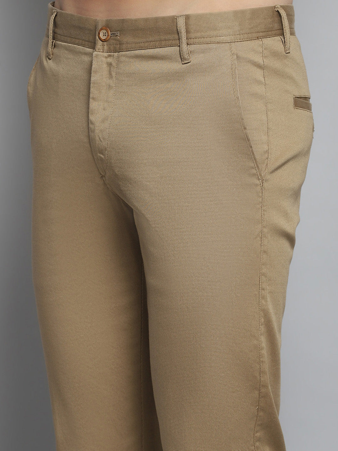 Men Khaki Solid   Trouser