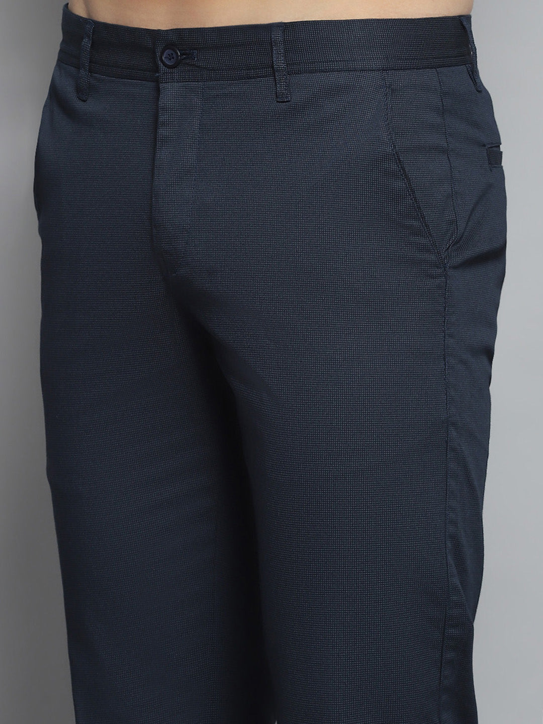 Men Navy Blue Solid   Trouser