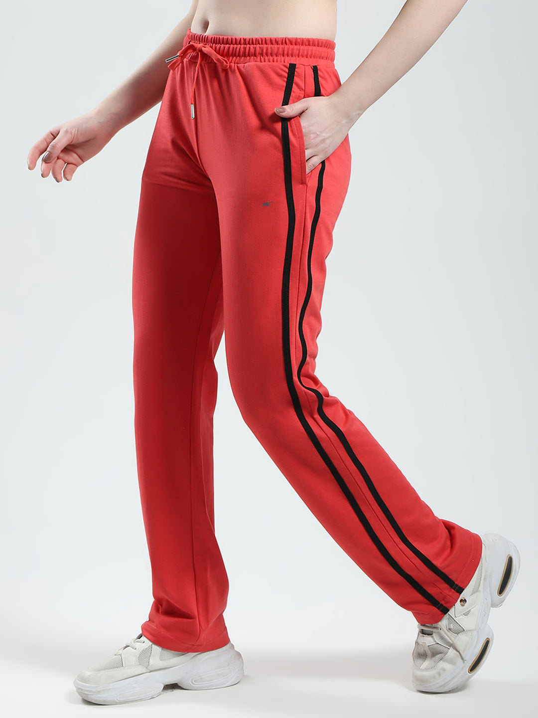 Women Red Solid Regular Fit Lower