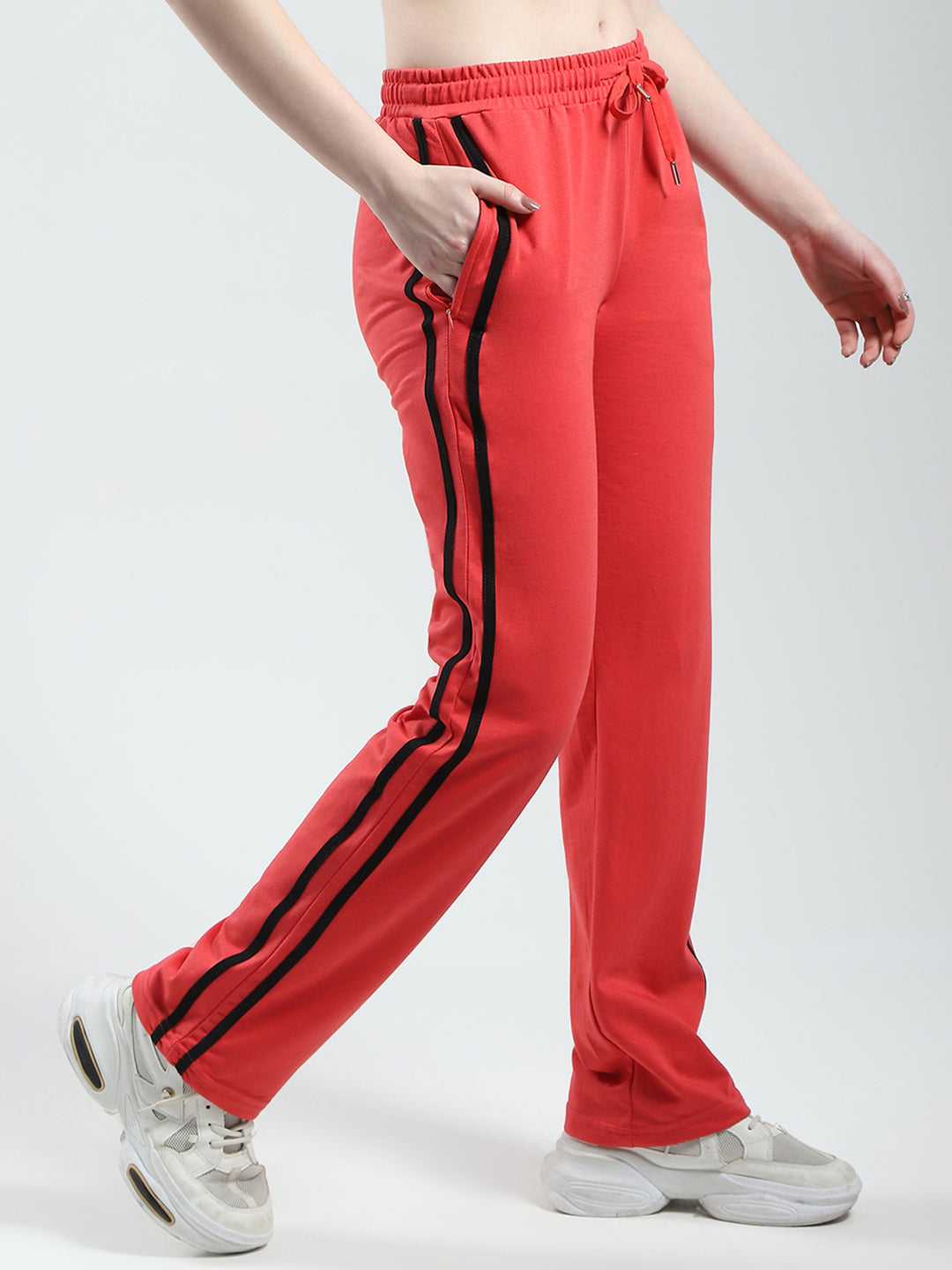 Women Red Solid Regular Fit Lower