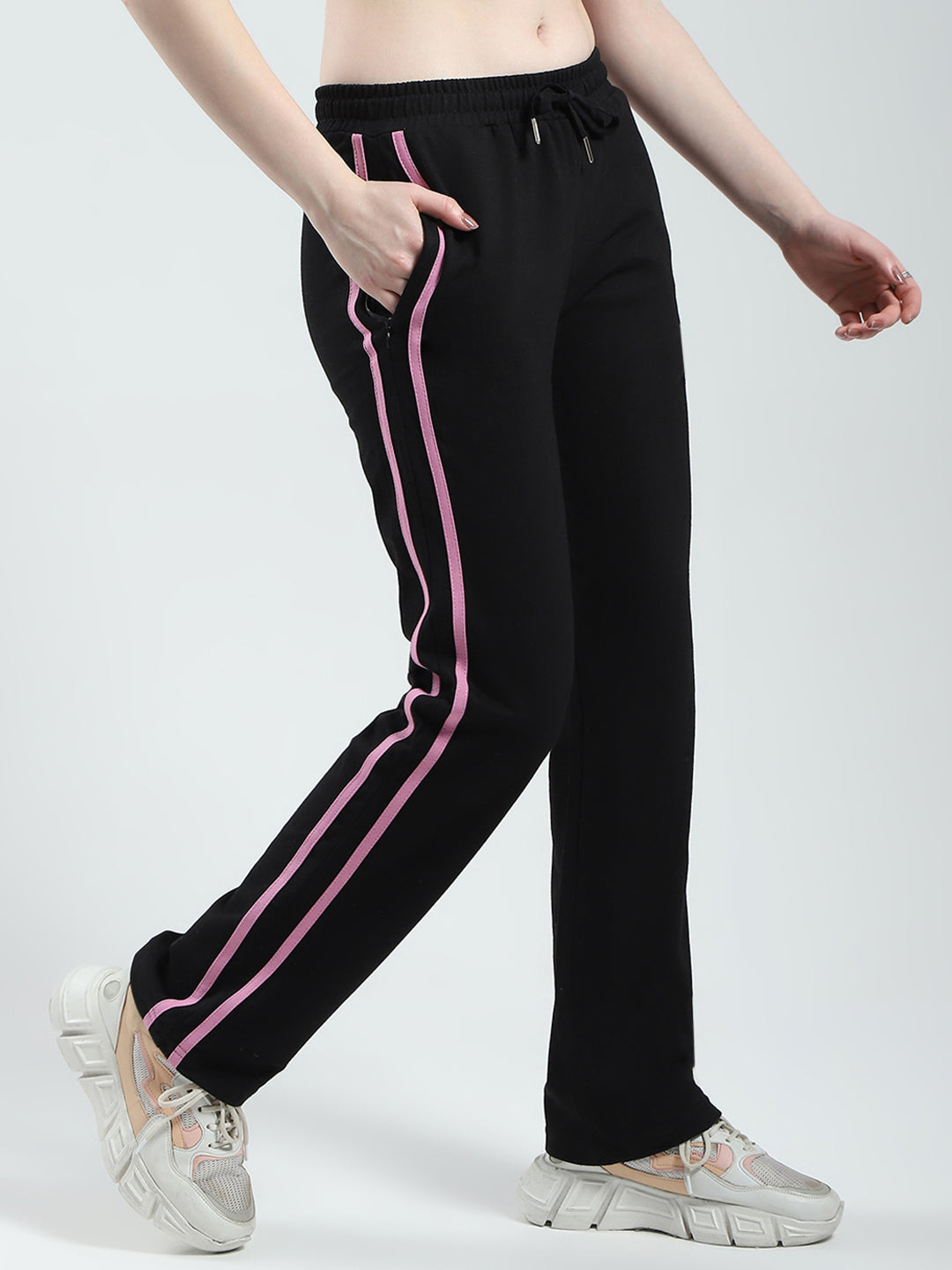 Women Black Solid Regular Fit Lower