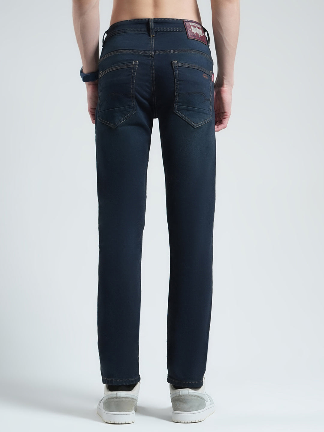 Men Blue Solid Regular Fit Denim